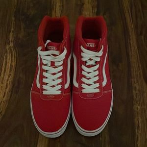 Men’s high top Vans, size 13, red, new without tags